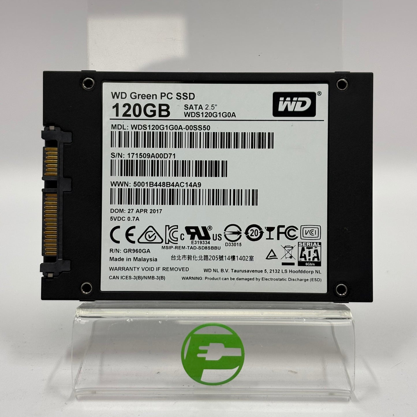 Western Digital WD 2.5" Green SATA SSD 128GB SATA III 6Gbps WDS120G1G0A-00S50