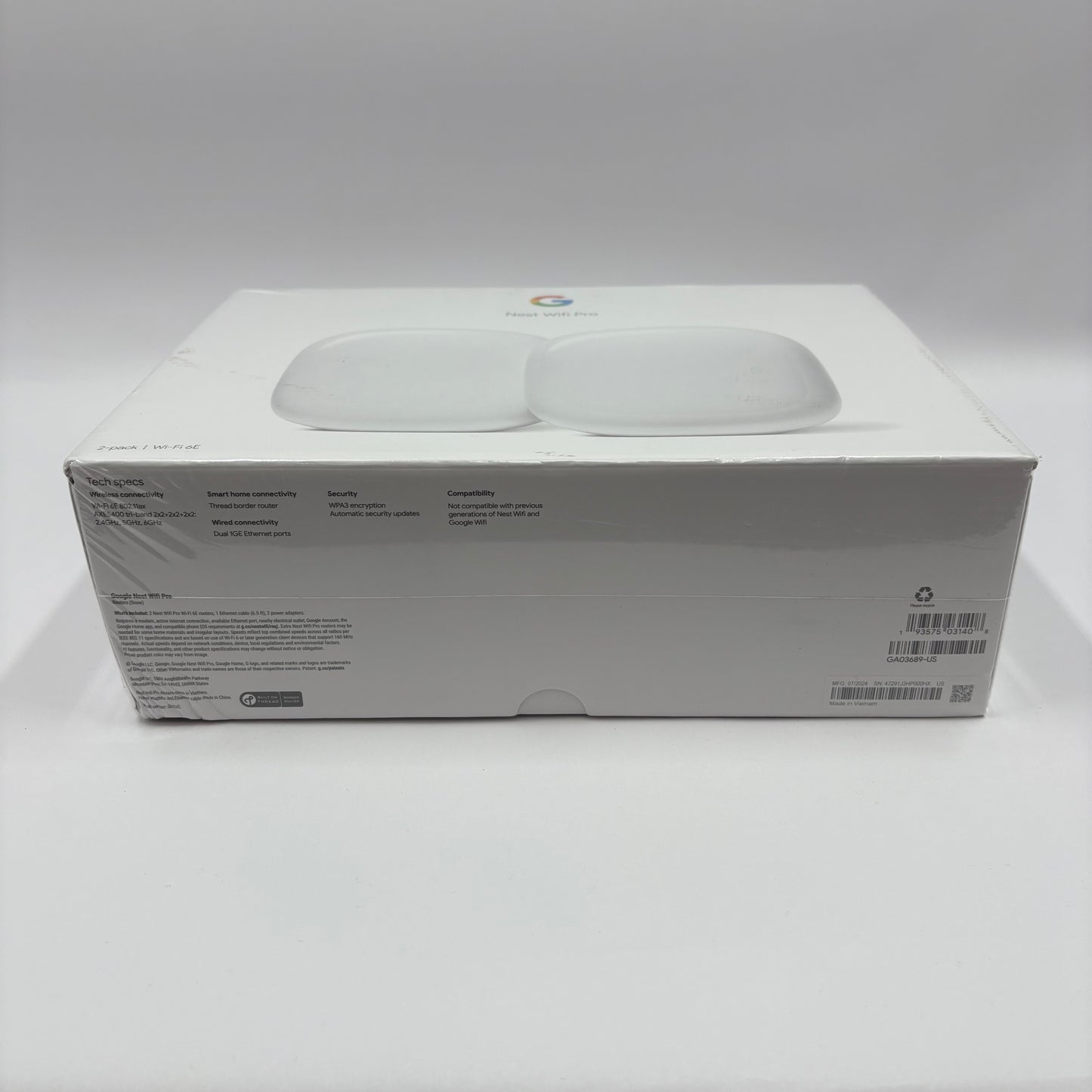 New Google Nest Wifi Pro 6e Tri Band GA03689-US Mesh WiFi Router