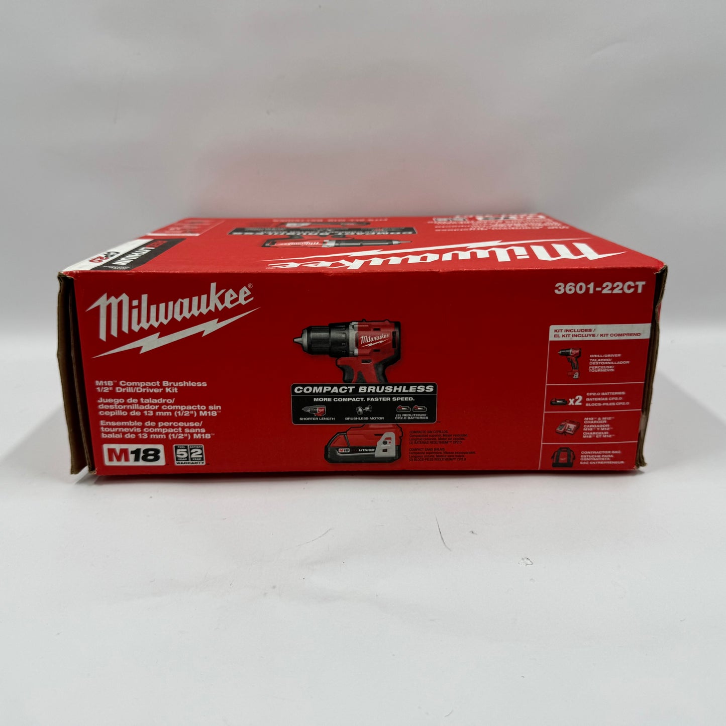 Milwaukee 3601-22ct M18 18V Compact Brushless 1/2" Drill/Driver Kit