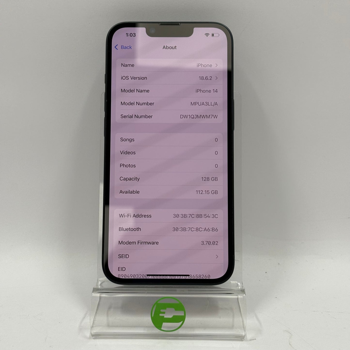 Unlocked Apple iPhone 14 128GB Midnight MPUA3LL/A