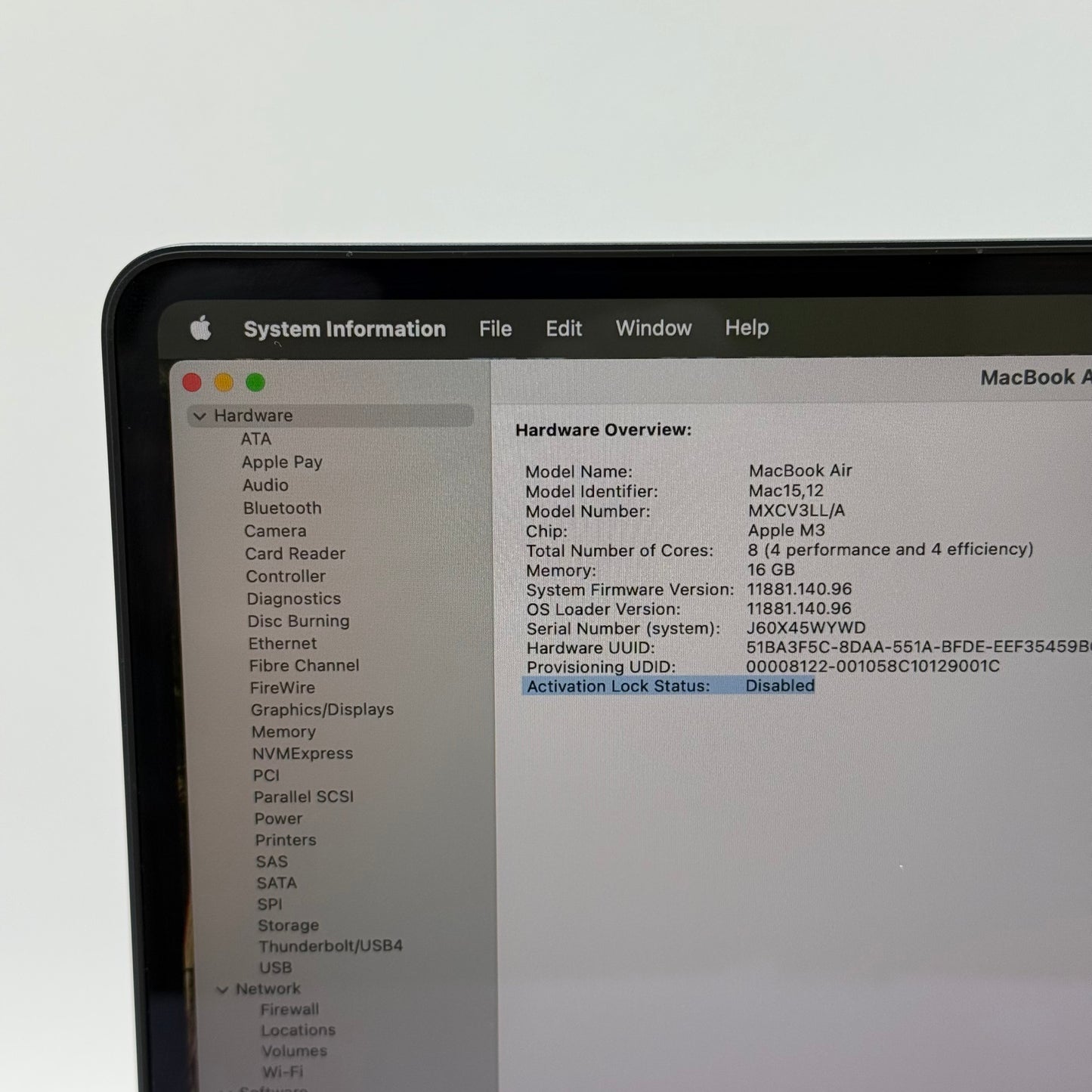 2024 Apple MacBook Air 13.6" M3 10C GPU 4.0GHz 16GB RAM 512GB SSD A3113