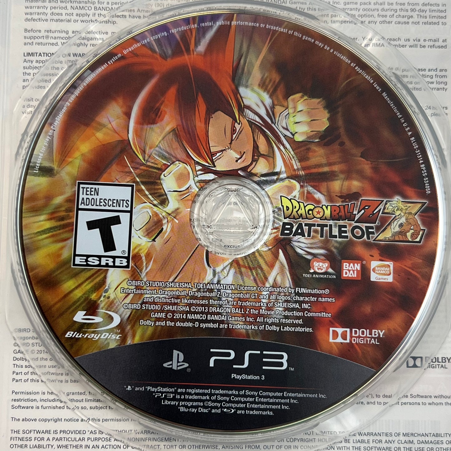 Dragon Ball Z: Battle of Z (Sony PlayStation 3 PS3, 2014)