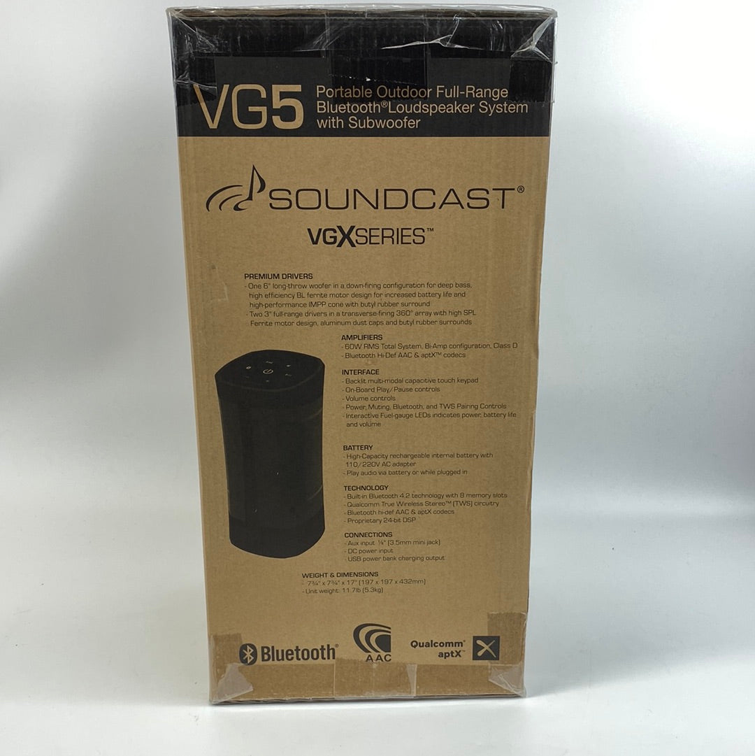 New Sealed SoundCast VG5 Portable Outdoor Full Range Bluetooth Speaker System