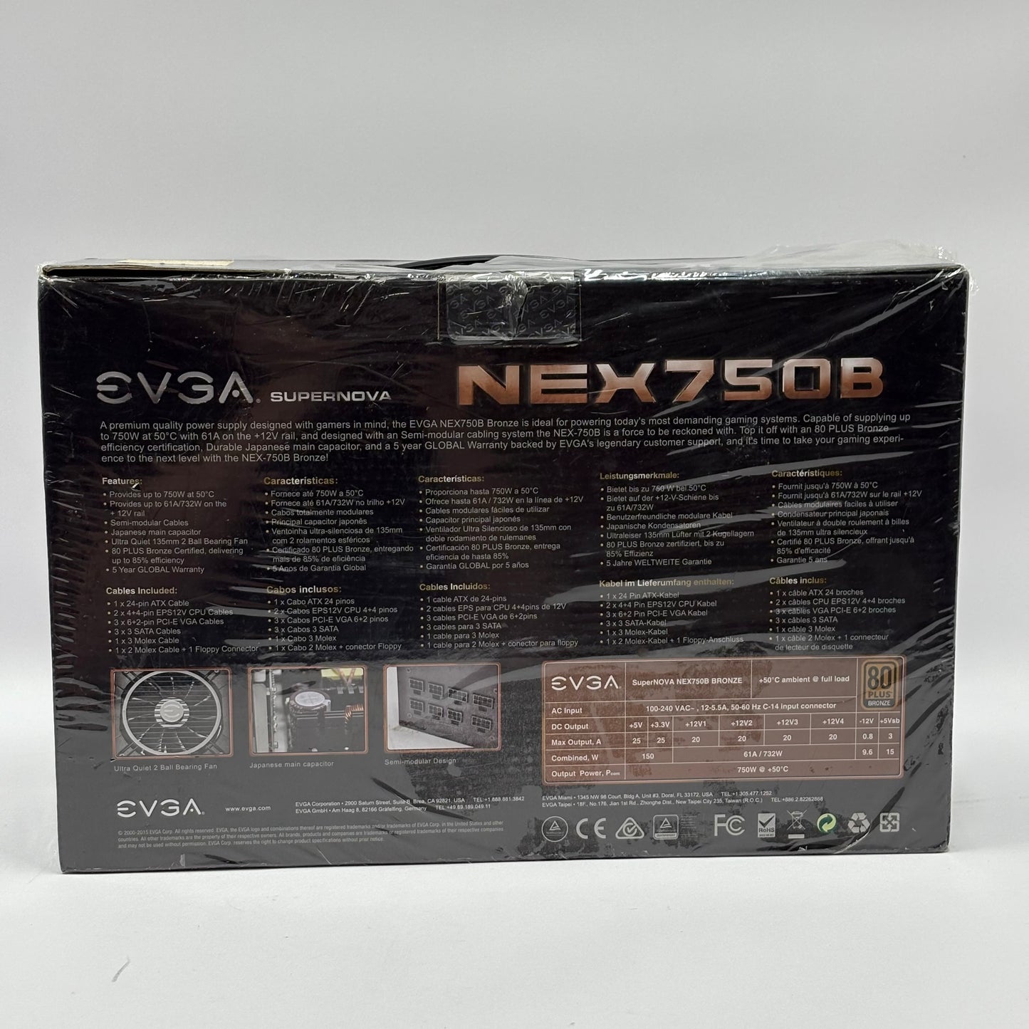 New EVGA SuperNOVA NEX 750B 80 Plus Bronze 750W Semi Modular Power Supply