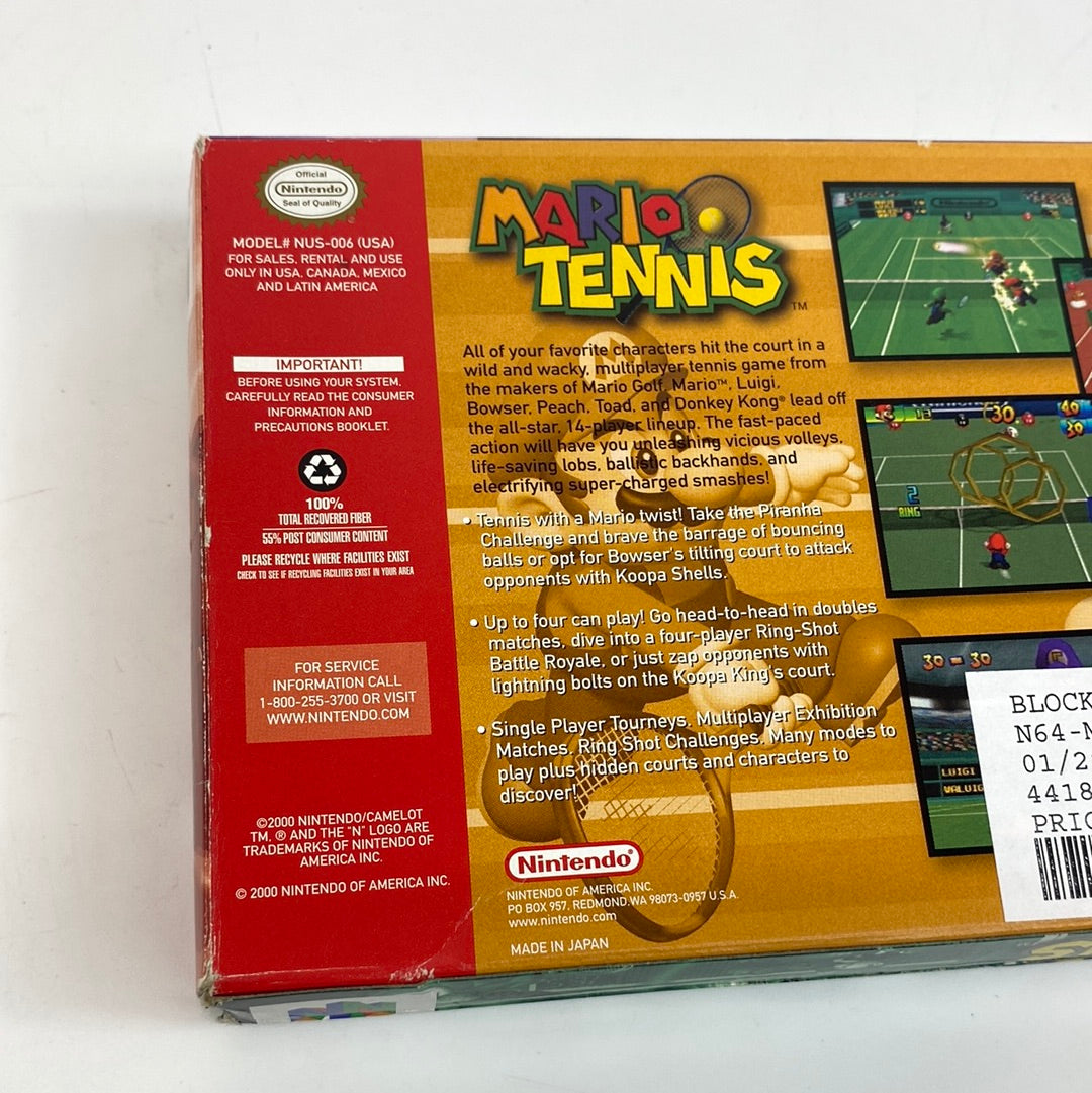 Mario Tennis (Nintendo 64, 2000) with Manual and Box