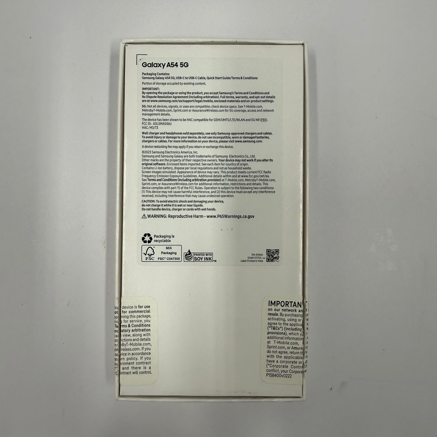 GSM Unlocked Samsung Galaxy A54 5G 6GB RAM 128GB SM-A546U Aura Black