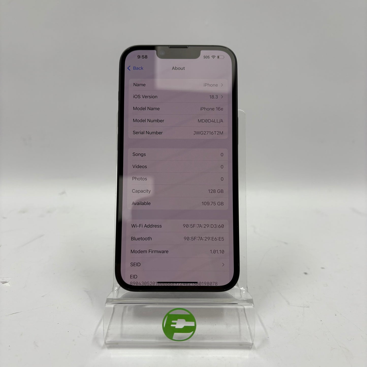 Unlocked Apple iPhone 16e 128GB Black MD0D4LL/A