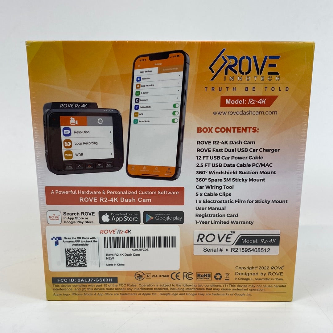 New Rove R2-4K Dash Cam X001J8FZDZ with Built in GPS