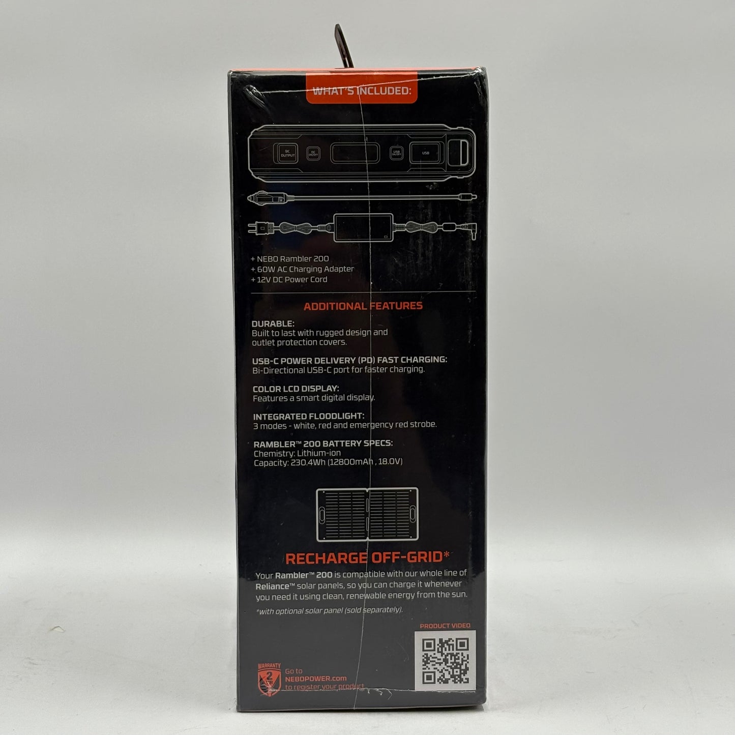 New NEBO Rambler 200 Portable Power Station NEB-PST-0003