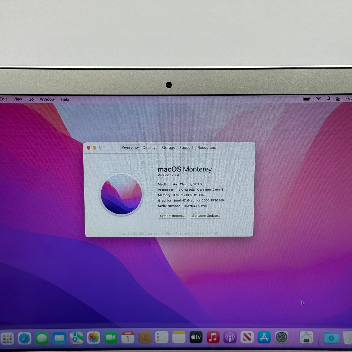 2017 Apple MacBook Air 13.3" i5 1.8GHz 8GB RAM 128GB SSD Silver A1466