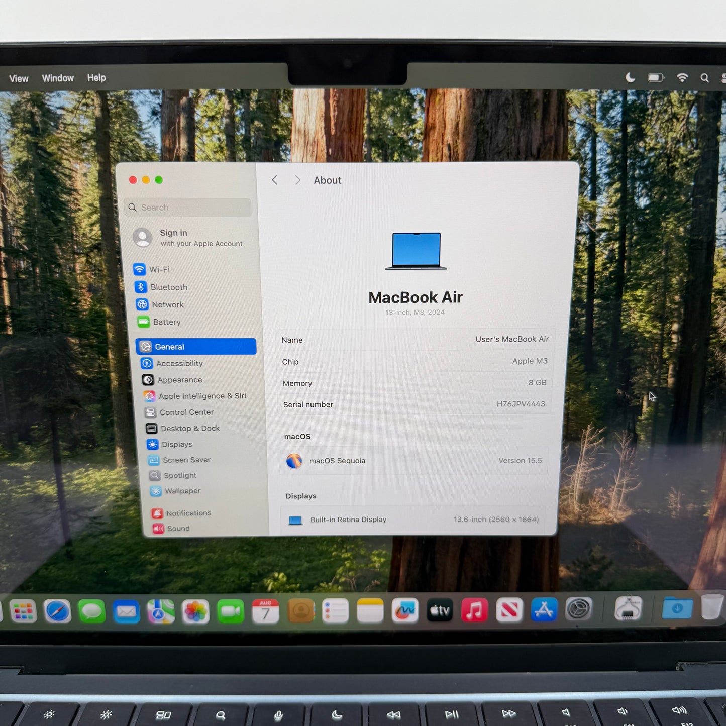 2024 Apple MacBook Air 13.6" M3 8C GPU 4.0GHz 8GB RAM 256GB SSD MRXV3LL/A