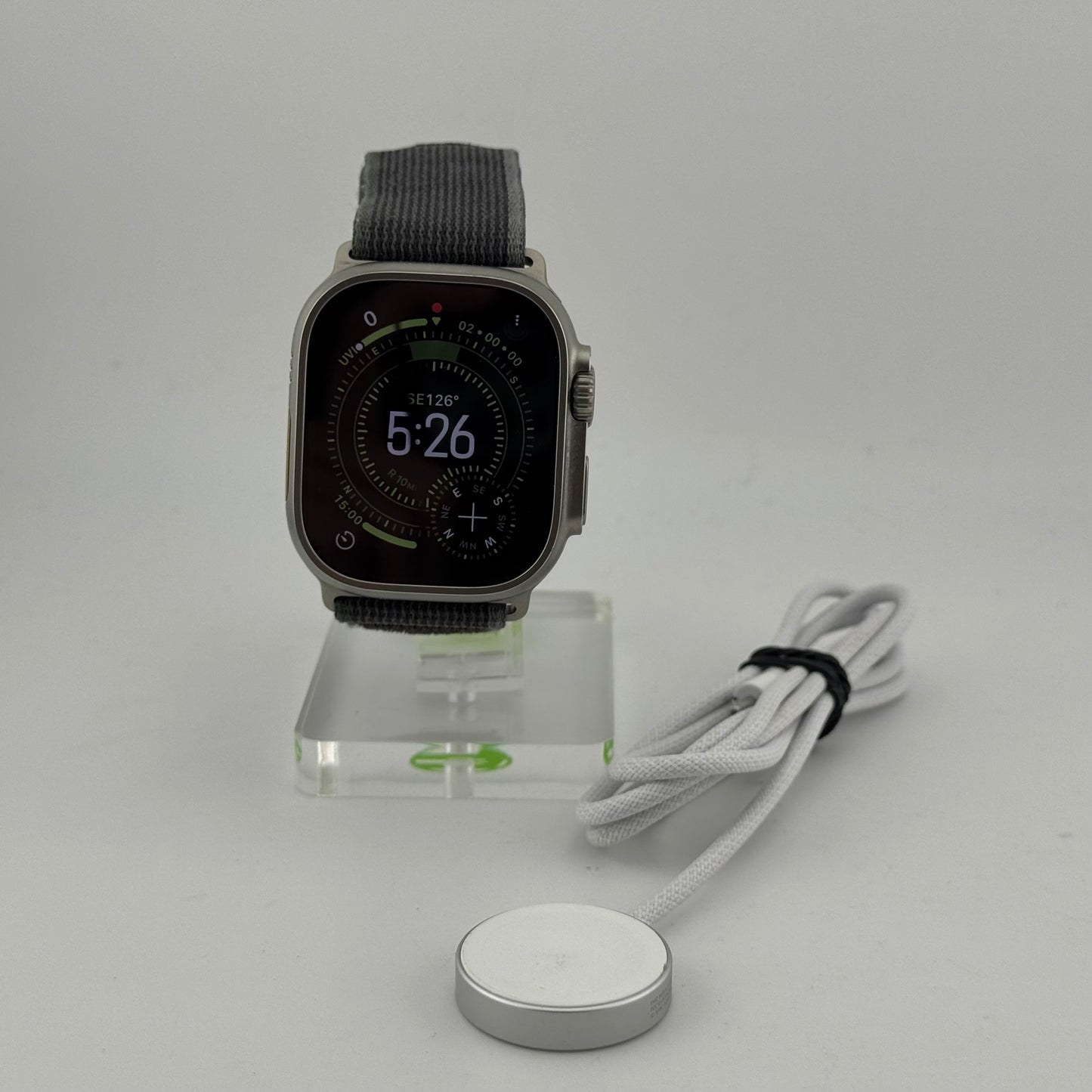 Unlocked Apple Watch Ultra 2 49MM Natural Titanium Green Trail Loop MRF63LL/A