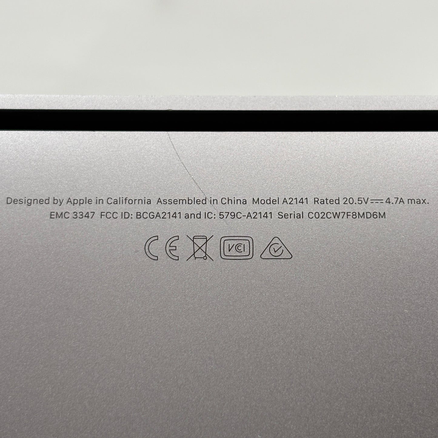 2019 Apple MacBook Pro 16" i7 2.6GHz 16GB RAM 512GB SSD Silver A2141
