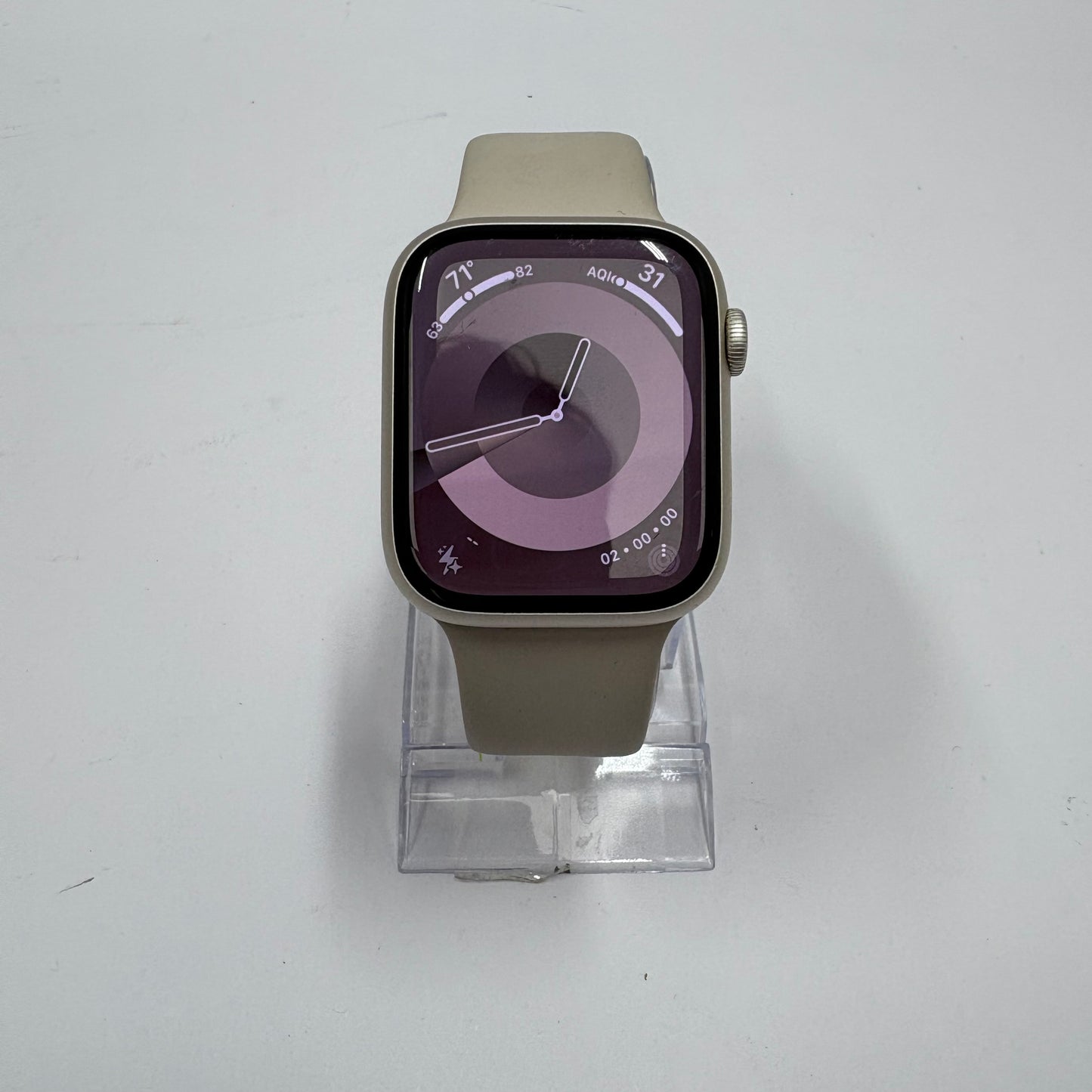 GPS Only Apple Watch Series 8 45MM Slate Aluminum Starlight Sport Band MNUQ3LL/A