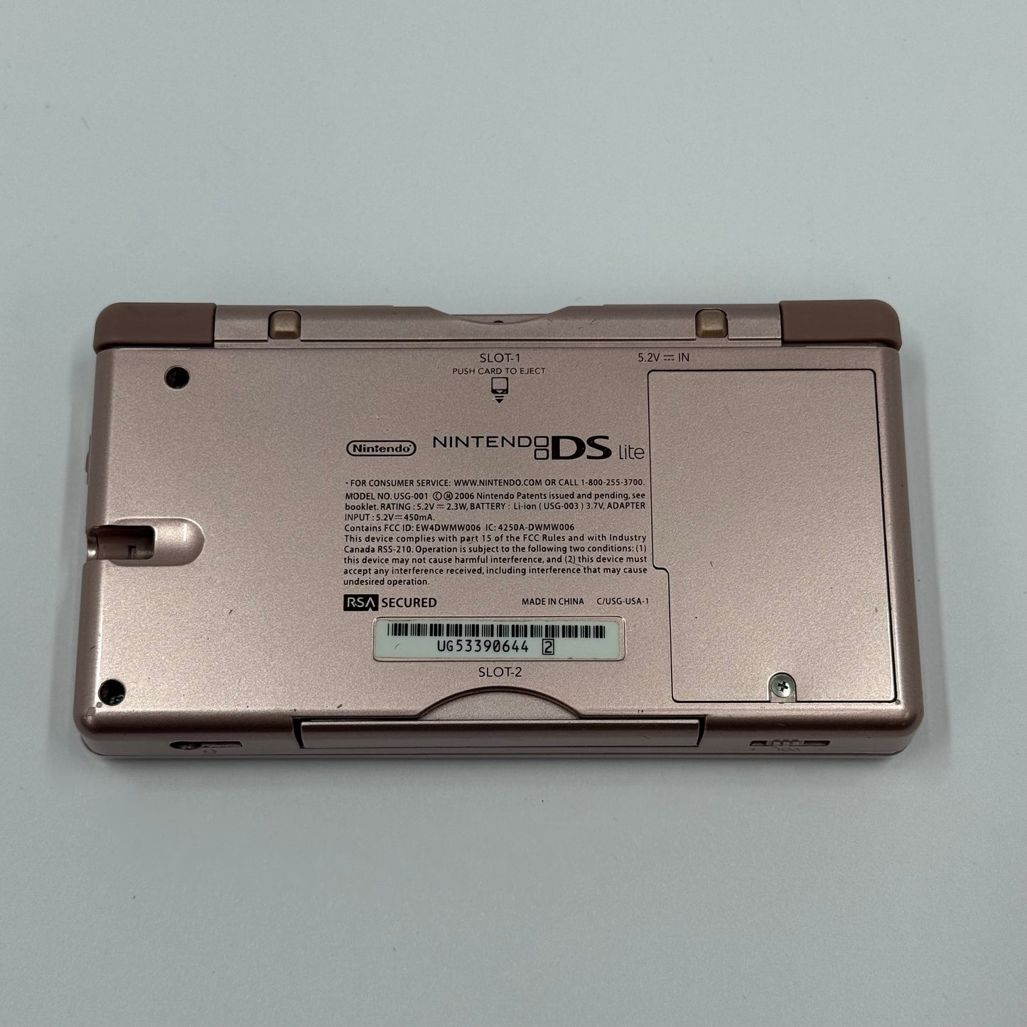 Nintendo DS Lite Handheld Game Console USG-001 Metallic Rose