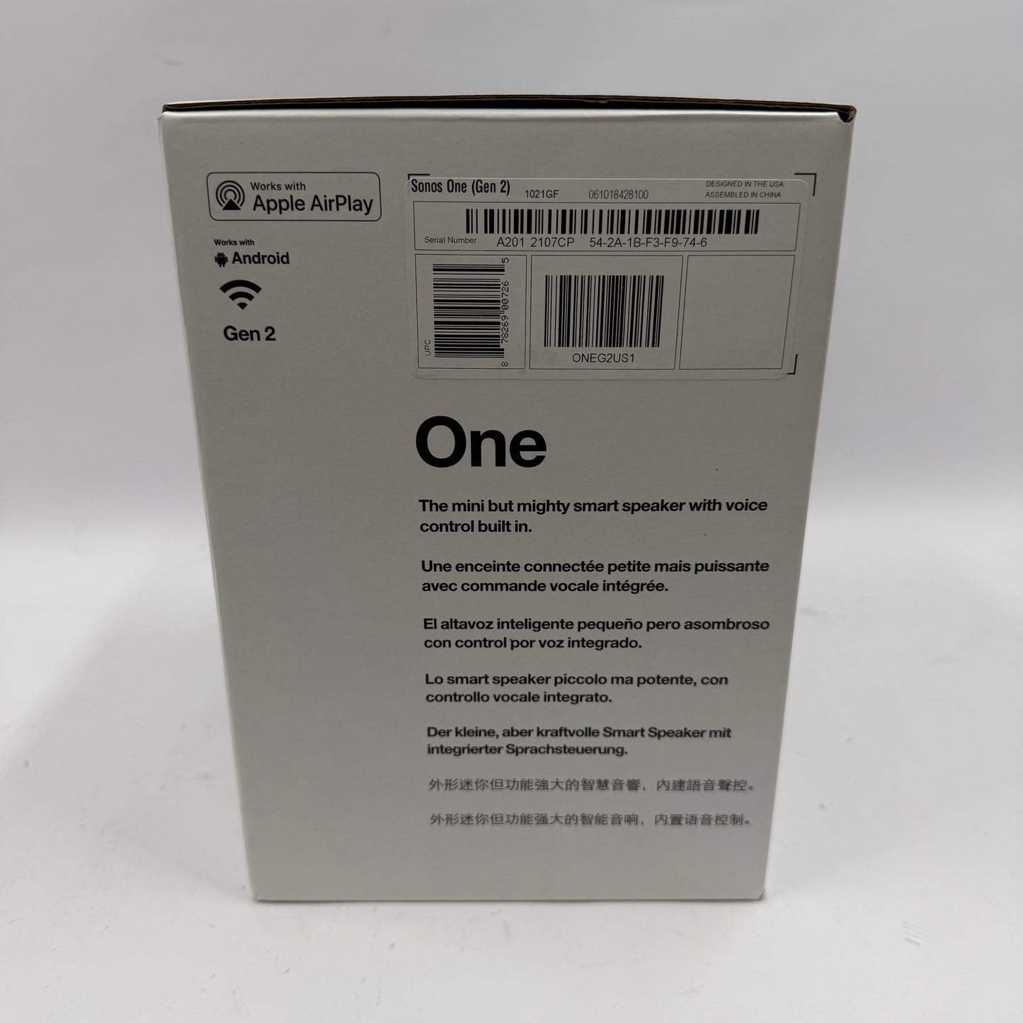 Sonos One (Gen 2) Smart Speaker White 1021GF