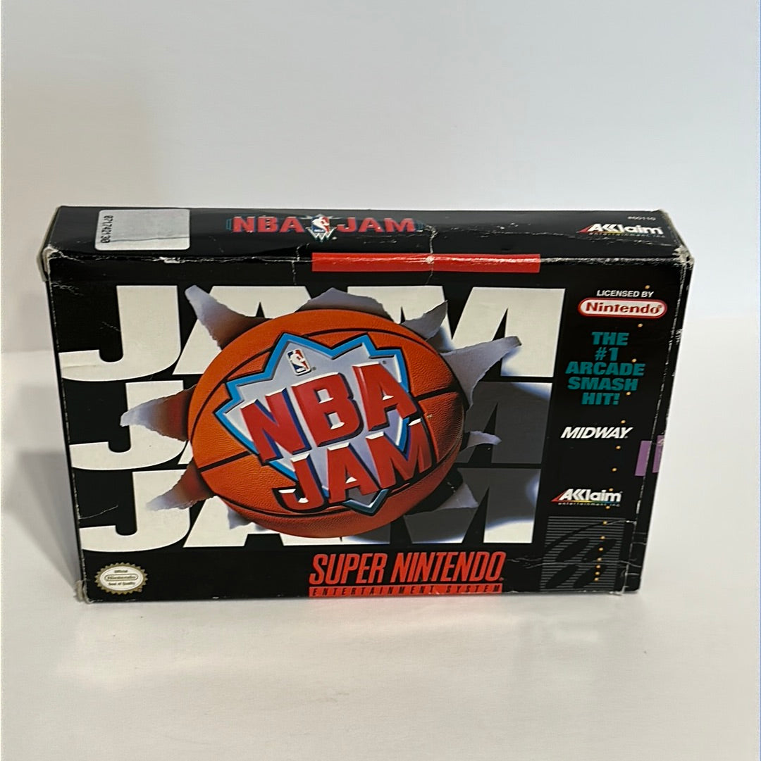 NBA Jam (Super Nintendo SNES, 1994) w/ Box & Manual