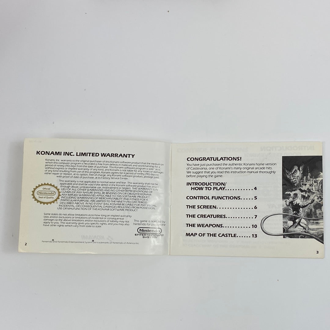 Castlevania (Nintendo NES, 1987) with Manual
