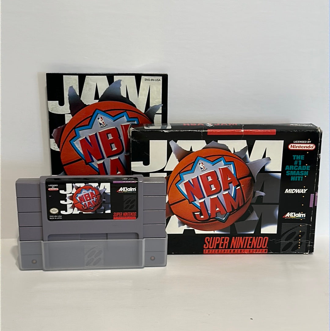 NBA Jam (Super Nintendo SNES, 1994) w/ Box & Manual