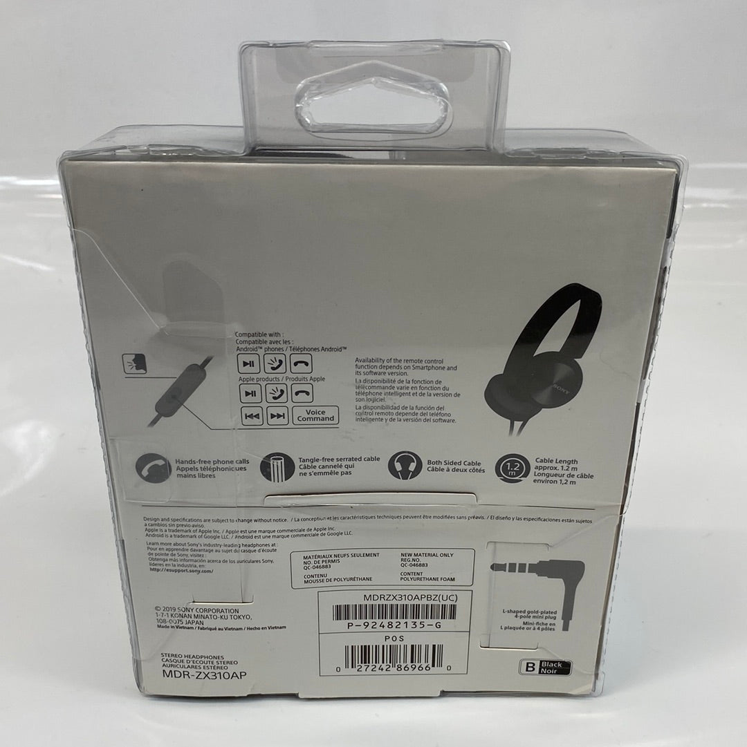 Sony Stereo Wired Headphones Black MDR-ZX310AP