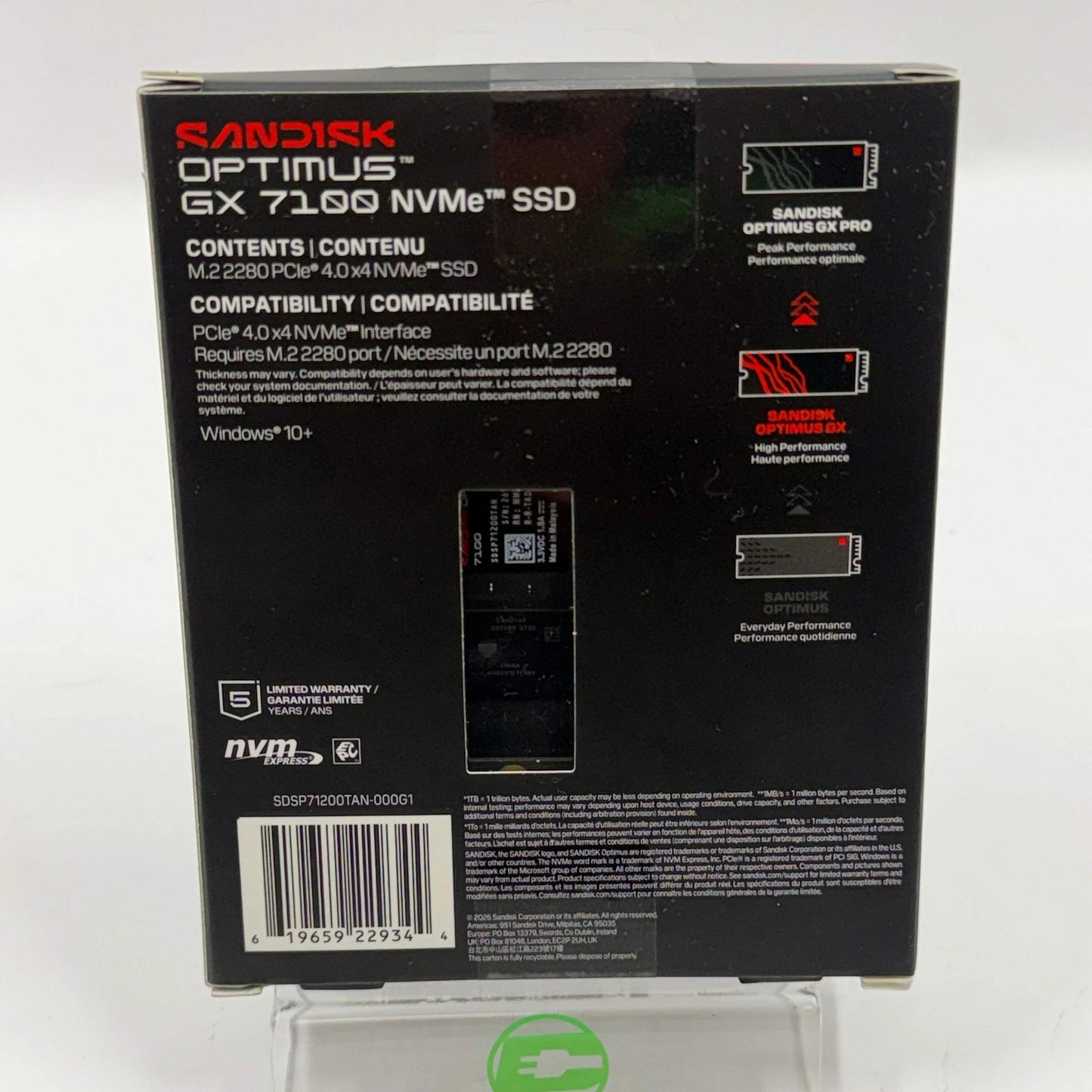 New Sandisk Optimus GX 7100 2TB SSD NVMe SSD SDSP71200TAN-000G1