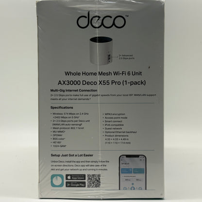 New TP-Link Deco X55 Pro 0150604181 AX3000 Superior Mesh Wi-Fi