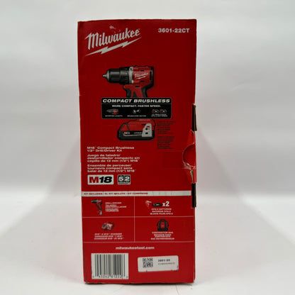 Milwaukee 3601-22ct M18 18V Compact Brushless 1/2" Drill/Driver Kit
