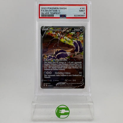 Pokémon TCG Sword & Shield - Silver Tempest Skuntank V #181 English PSA 9