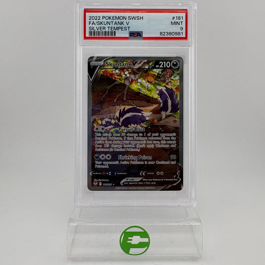 Pokémon TCG Sword & Shield - Silver Tempest Skuntank V #181 English PSA 9