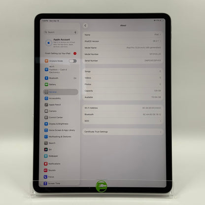 WiFi Only Apple iPad Pro 12.9" 4th Gen 128GB Space Gray MY2H2LL/A