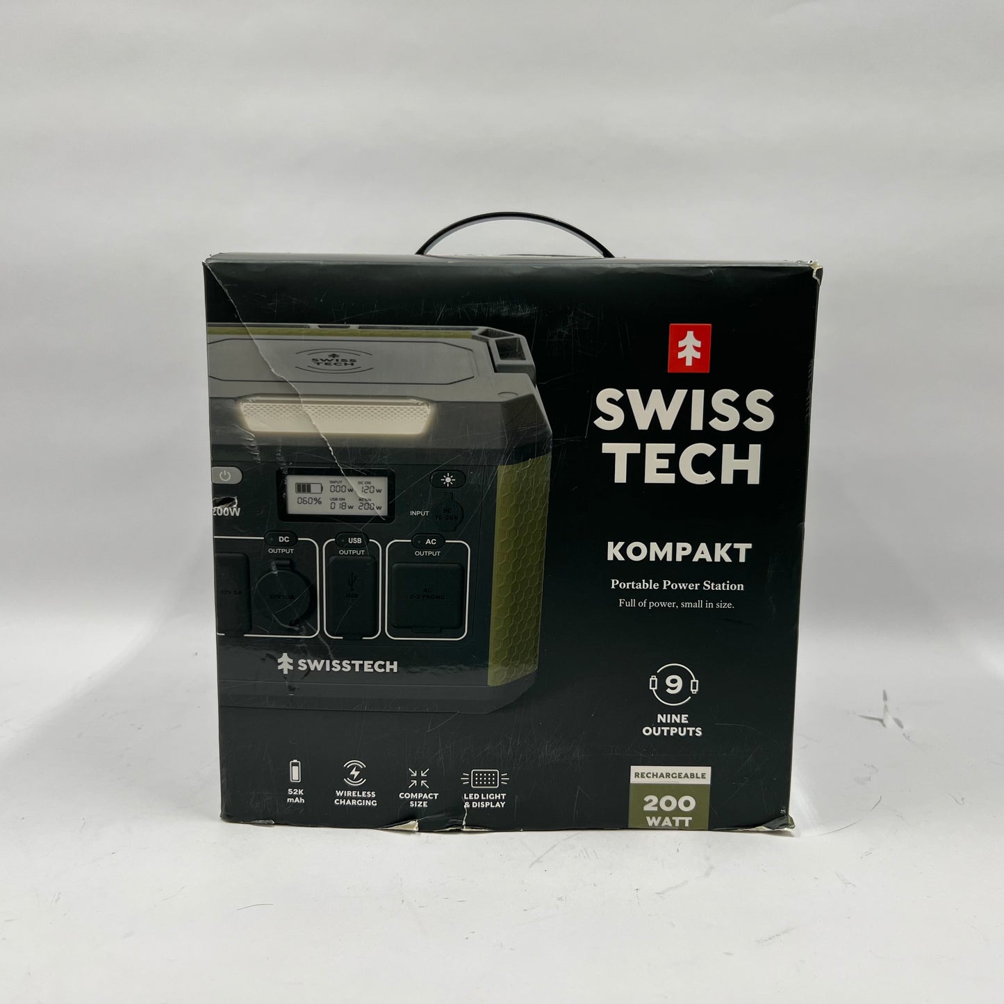 Swiss Tech Kompakt Portable Power Station 33649 200W with Wireless Charging Pad