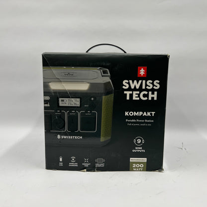 Swiss Tech Kompakt Portable Power Station 33649 200W with Wireless Charging Pad