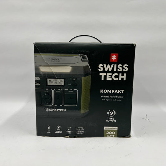 Swiss Tech Kompakt Portable Power Station 33649 200W with Wireless Charging Pad