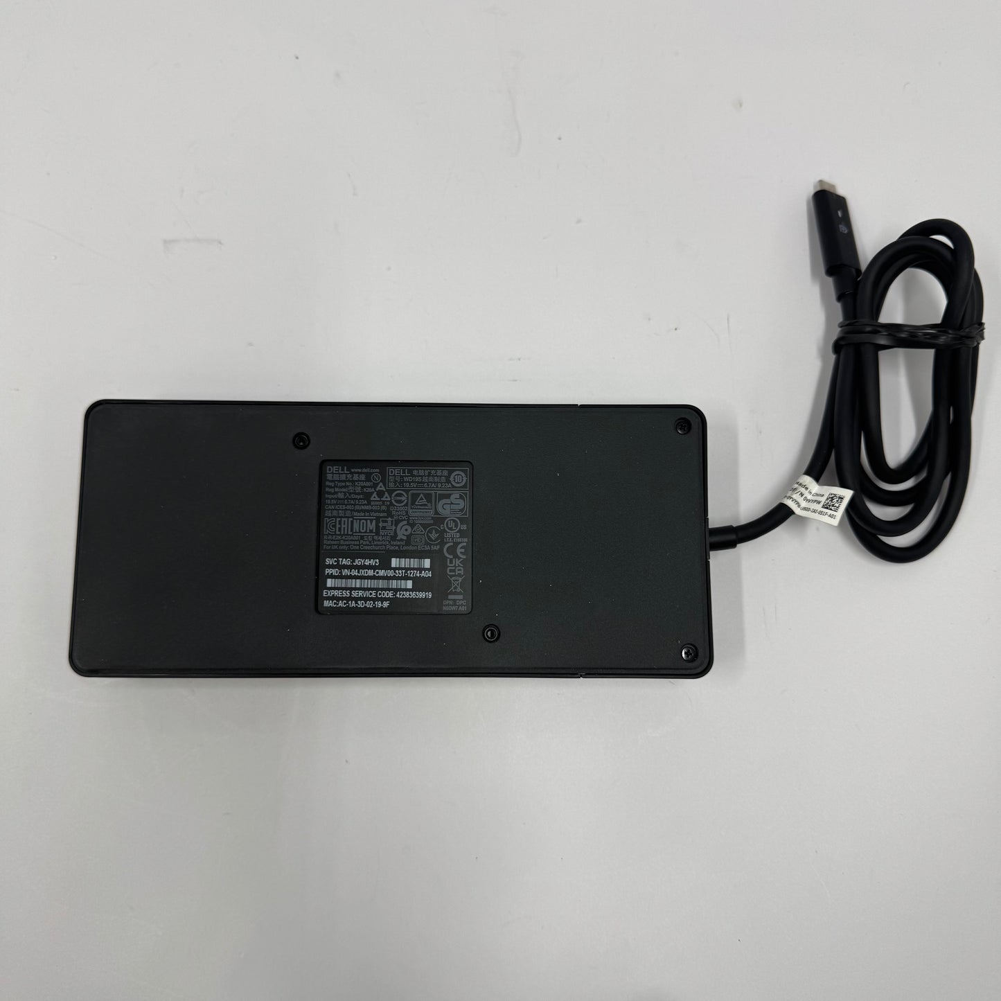 Dell USB-C WD19S Docking Station K20A001 with 130W Power Adapter