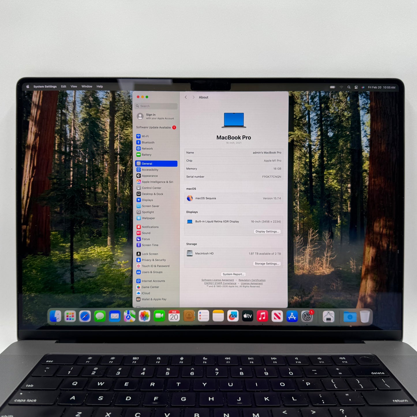 2021 Apple MacBook Pro 16" M1 Pro 16C GPU 3.2GHz 16GB RAM 2TB SSD A2485