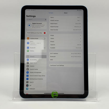 WiFi Only Apple iPad 11" (A16) 128GB Blue MD4A4LL/A