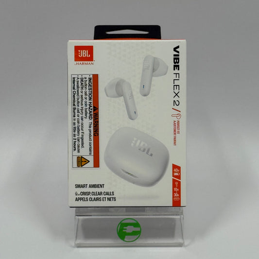 New JBL Vibe Flex 2 Wireless Active Noise Canceling Earbuds White JBLVFLEX2WHTAM