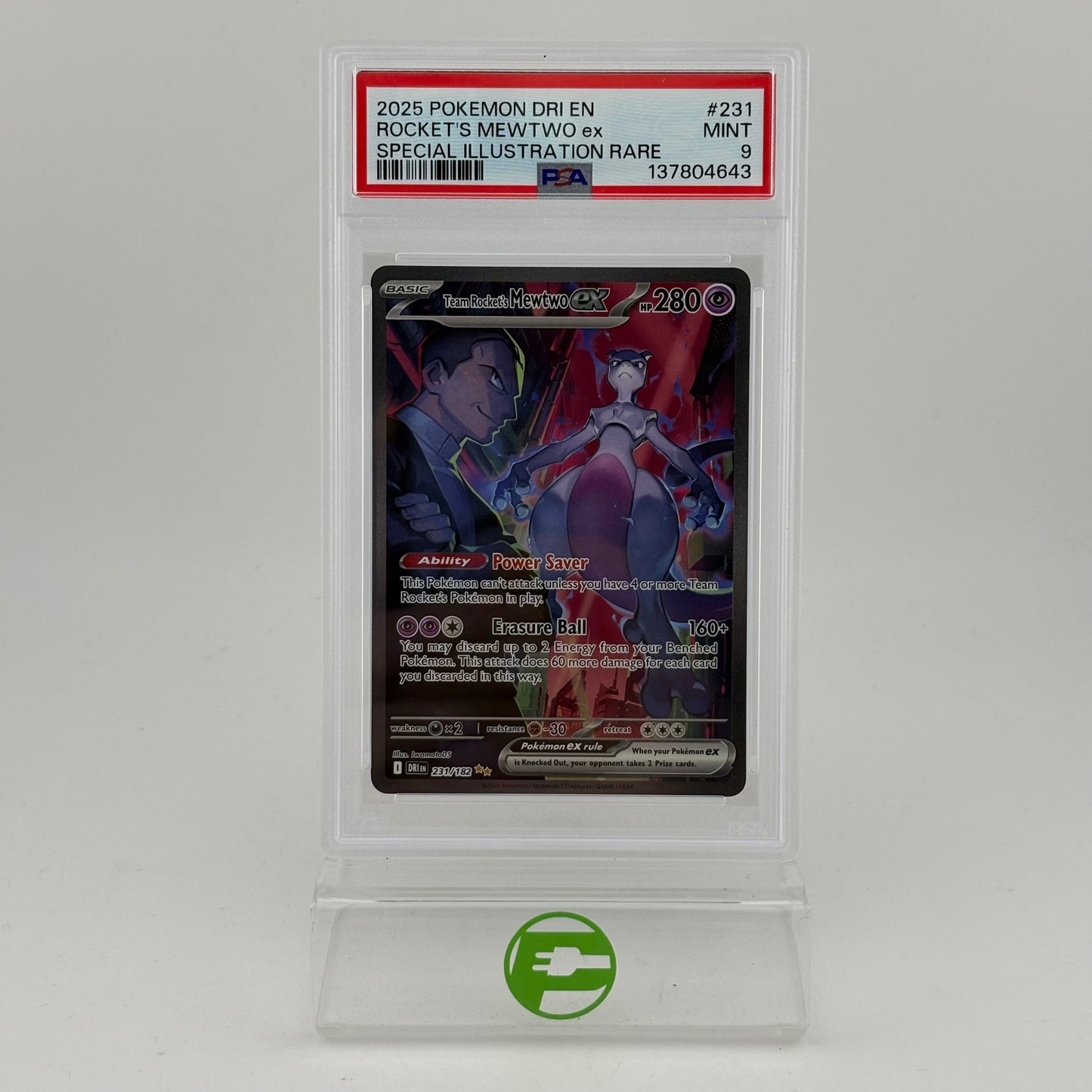 Pokémon TCG Destined Rivals Team Rocket's Mewtwo ex 231/182 English PSA 9 MINT