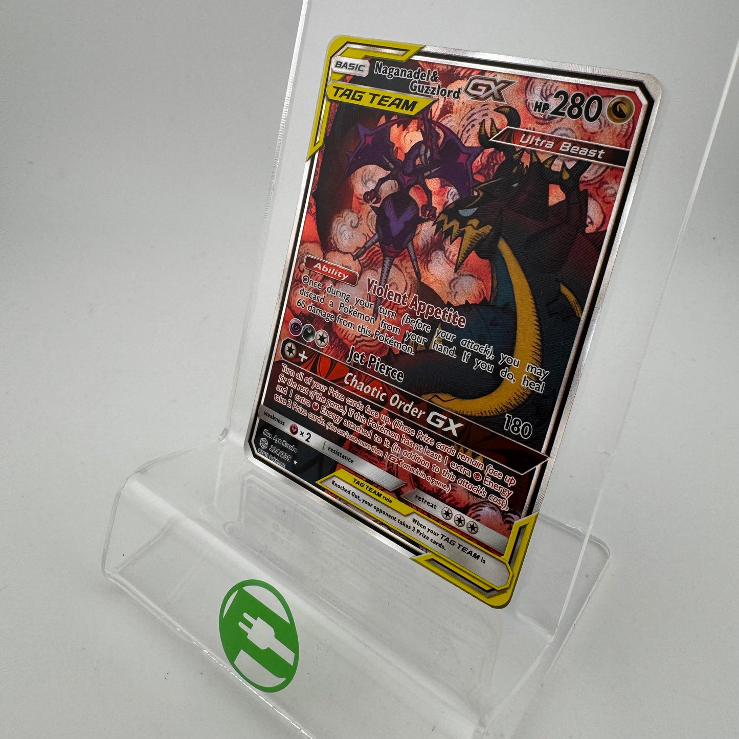 Pokémon TCG Cosmic Eclipse Naganadel & Guzzlord GX #224 Holo English NM