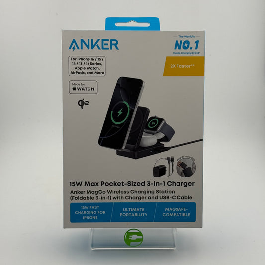 New Anker 15W Max Pocket-Sized 3-in-1 Charger Wireless Charger B2557