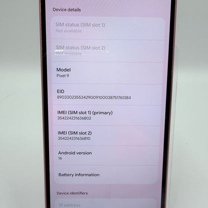 Verizon Google Pixel 9 256GB Peony G2YBB