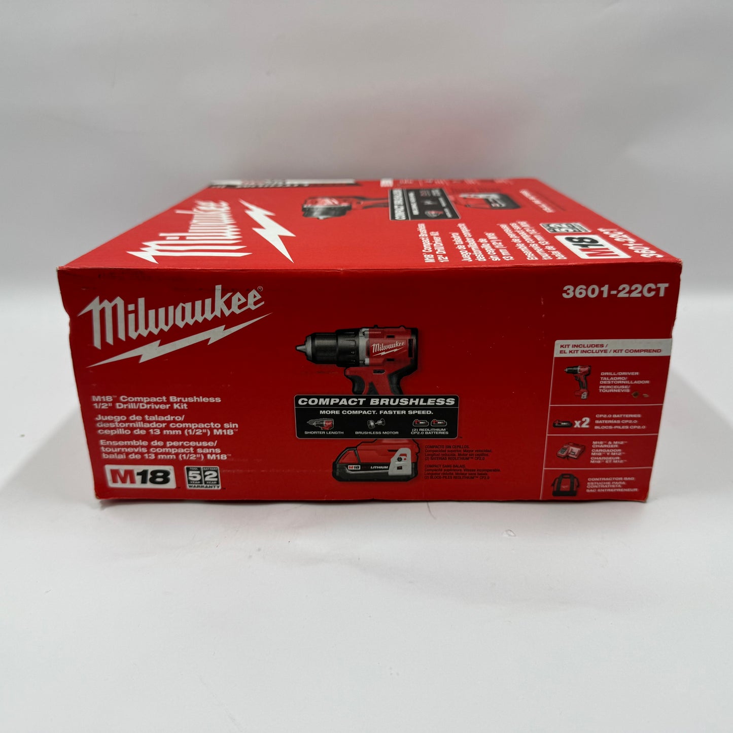 Milwaukee 3601-22ct M18 18V Compact Brushless 1/2" Drill/Driver Kit