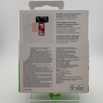 New Belkin BoostCharge Power Bank 10K With Integrated Cable BPB021