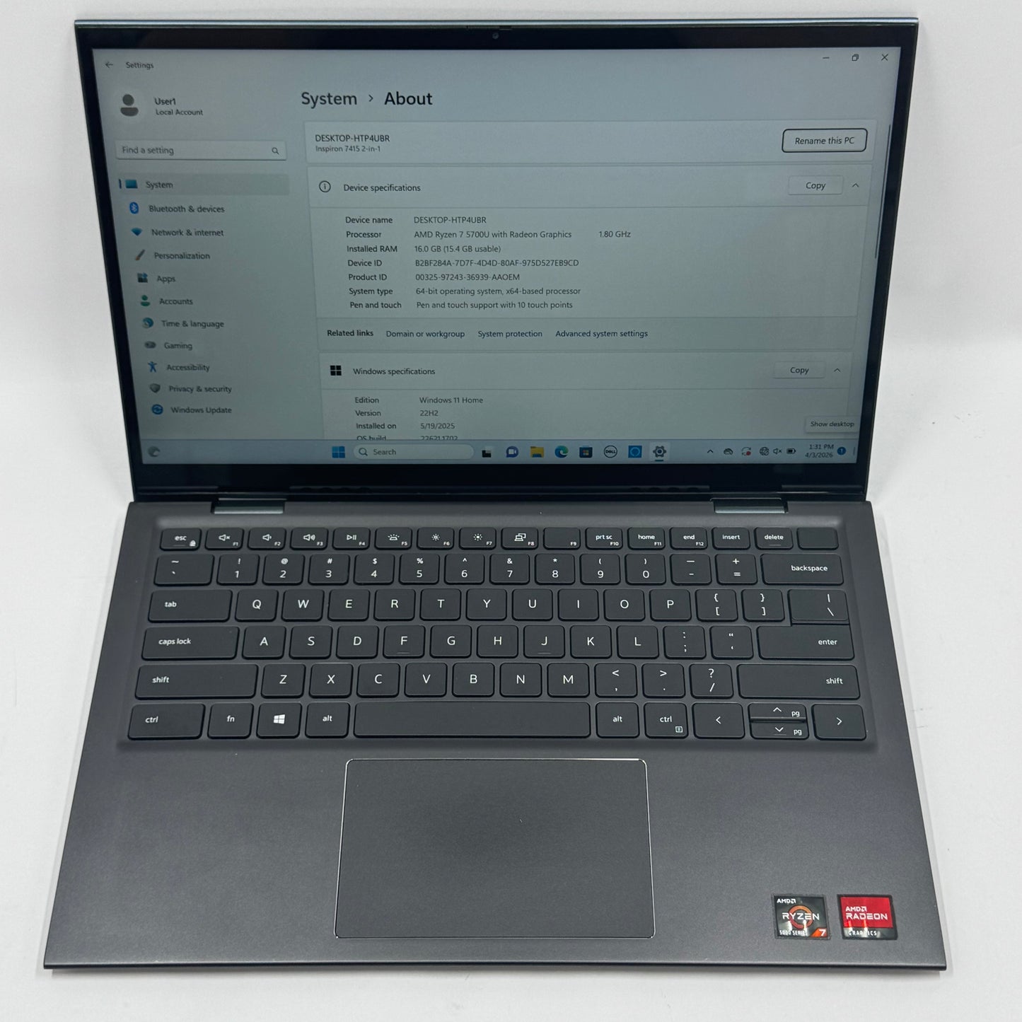 Dell Inspiron 7415 2-IN-1 14" Ryzen 7 5700U 1.8GHz 16GB RAM 512GB SSD Read