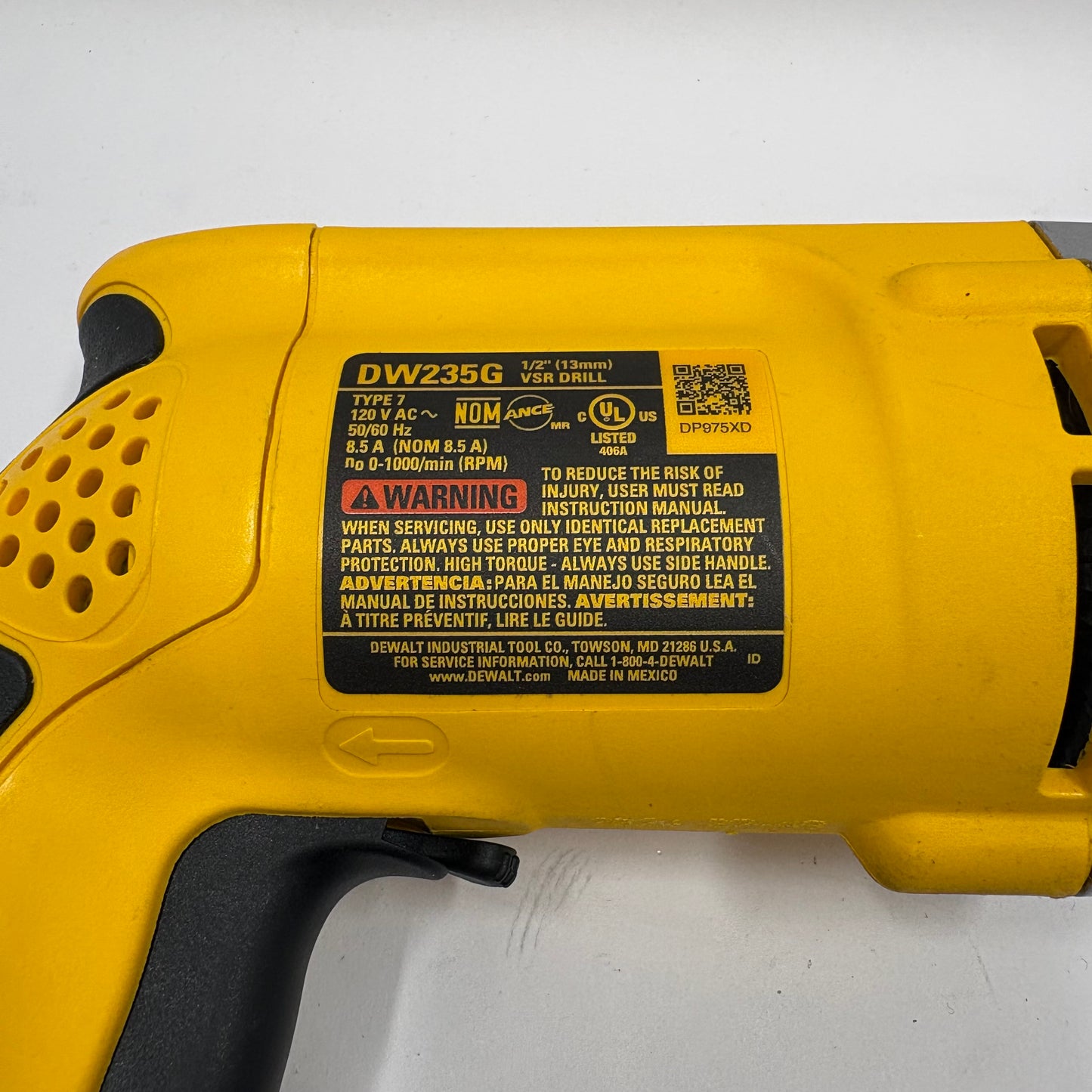 DeWalt DW235G 7.8 Amp 1/2 in. Variable Speed Reversing Drill