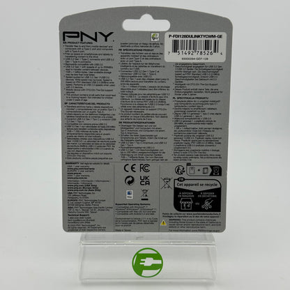 New PNY Duo Link 128GB Type-C USB 3.2 Dual  Flash Drive 93000294-GEF-128