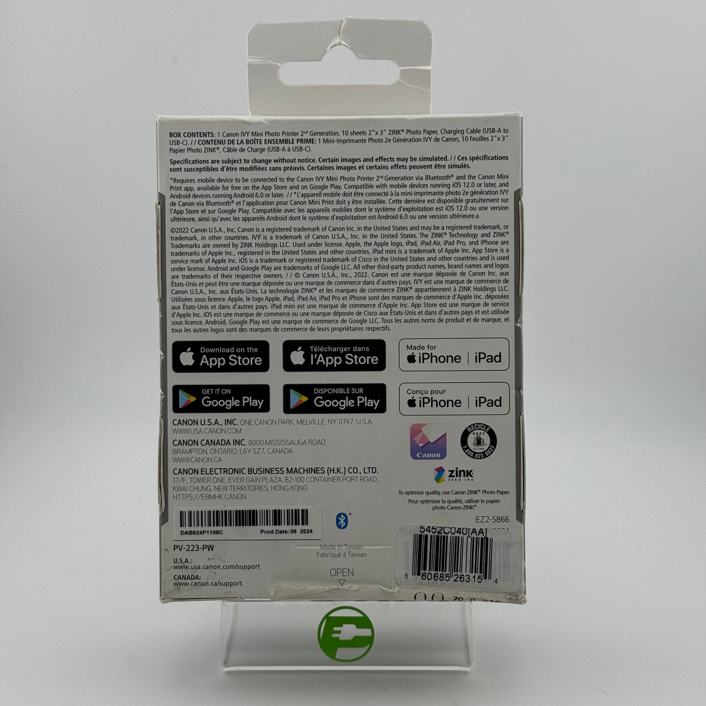 New Canon Ivy 2nd Gen Mini Photo Printer EZ2-6060 Pure White June 2024