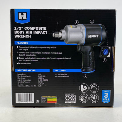 New Hart 1/2" Composite Body Air Impact Wrench