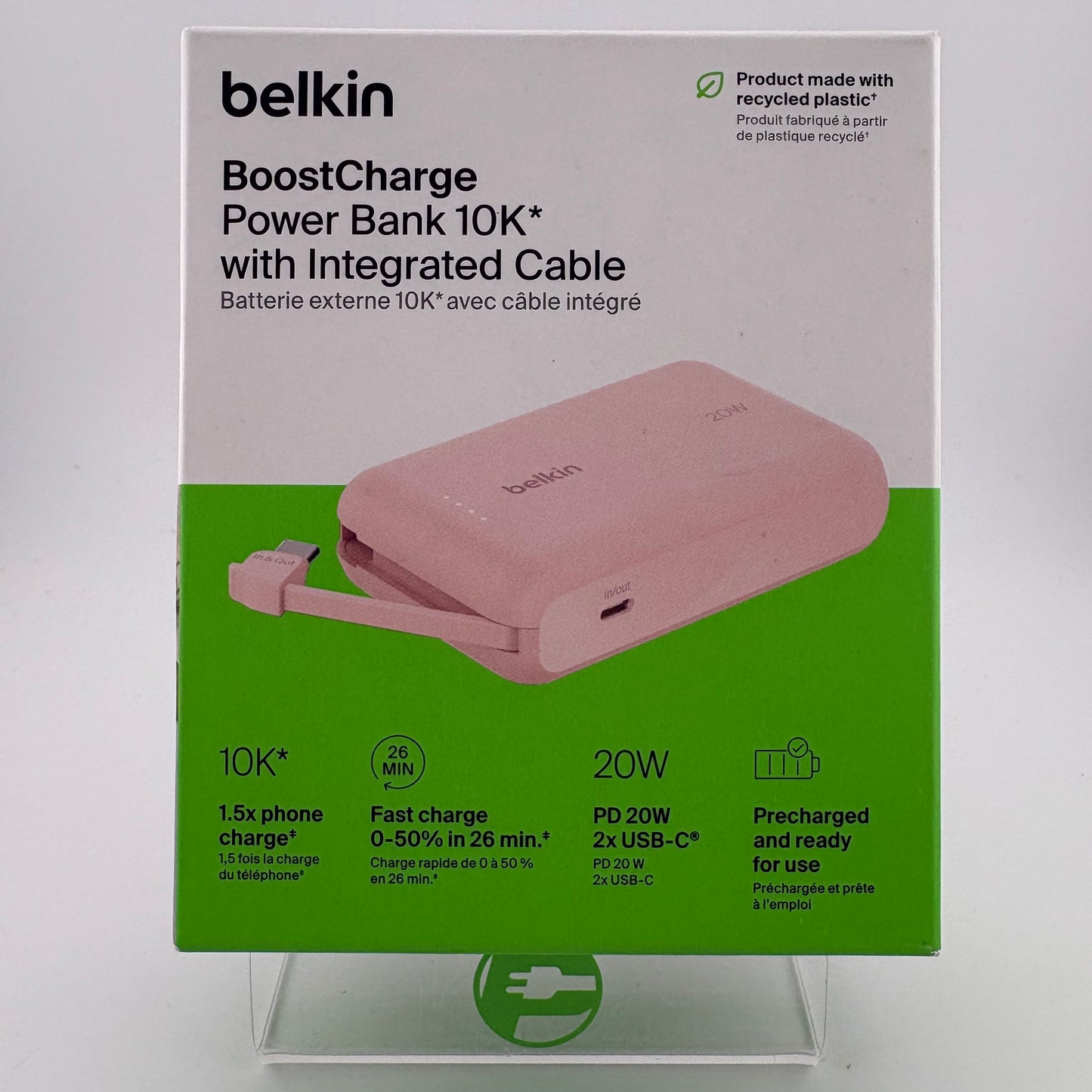 New Belkin BoostCharge Power Bank 10K With Integrated Cable BPB021