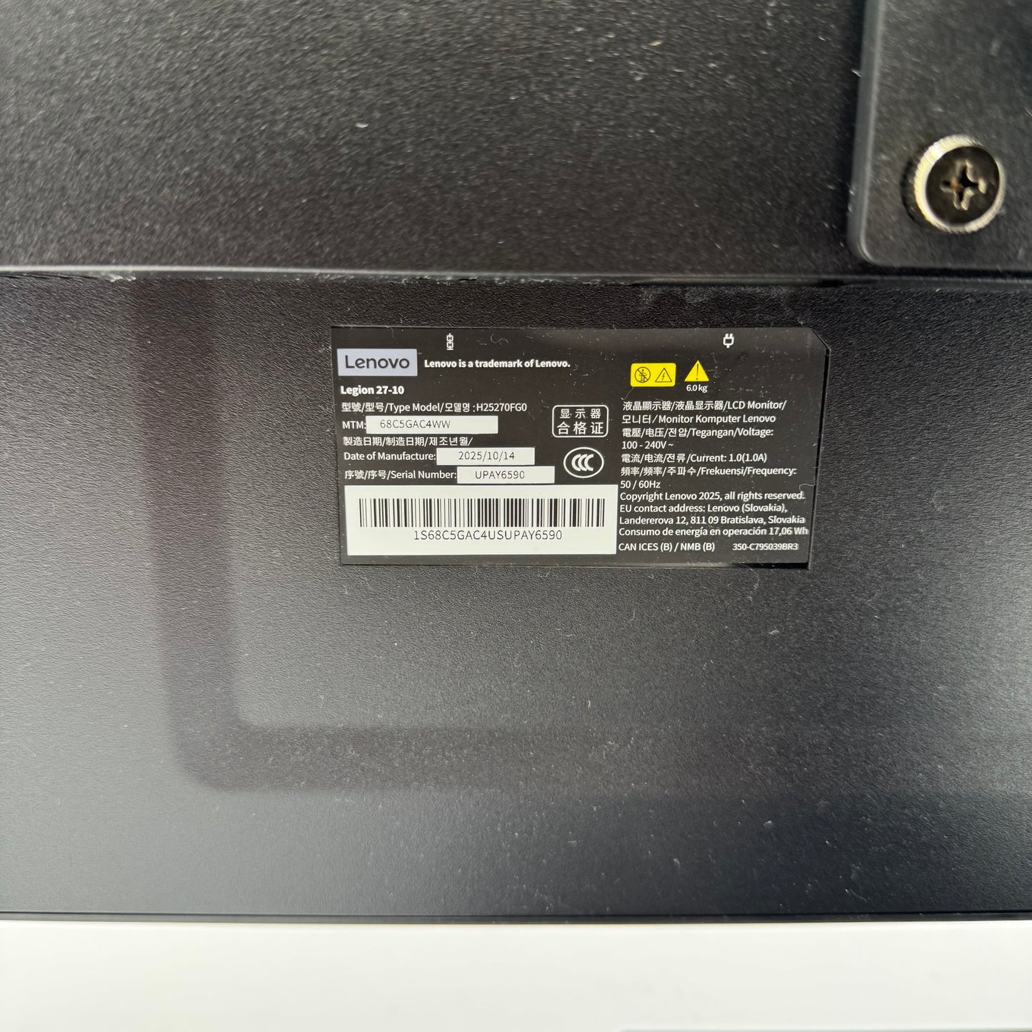 Lenovo 27" LEGION 27-10 FHD LCD IPS Gaming Monitor